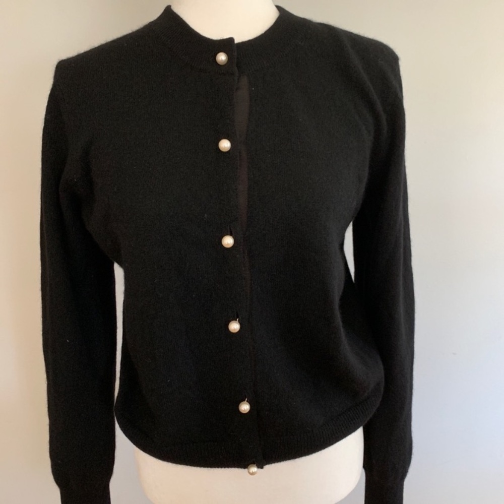 Black cashmere cardigan sweater